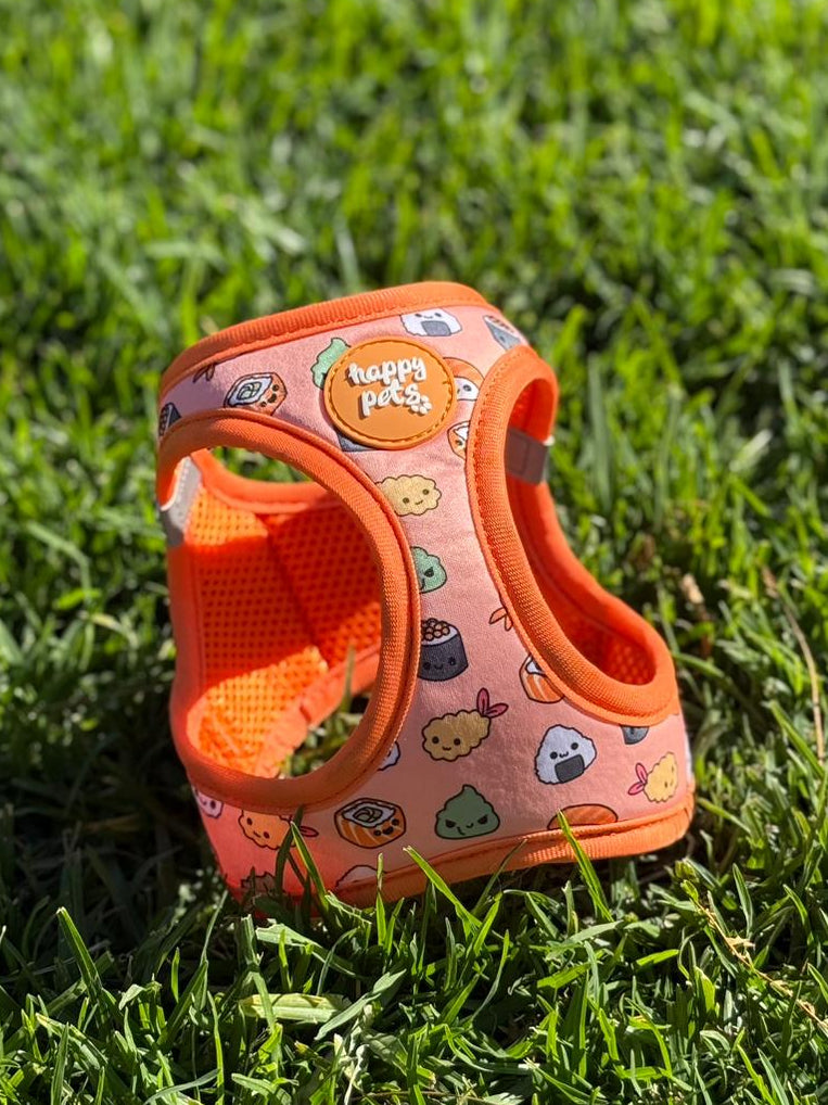 Arnés Sushi Happy Pets - salmón con estampado kawaii de sushi